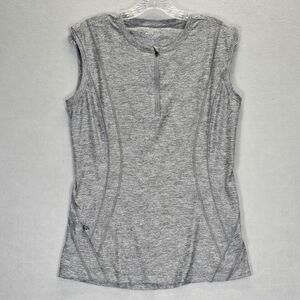 ATHLETA Top Womens Gray Pacifica Illume UPF Fitted Tank 1/4 Zip Athletic Size  M